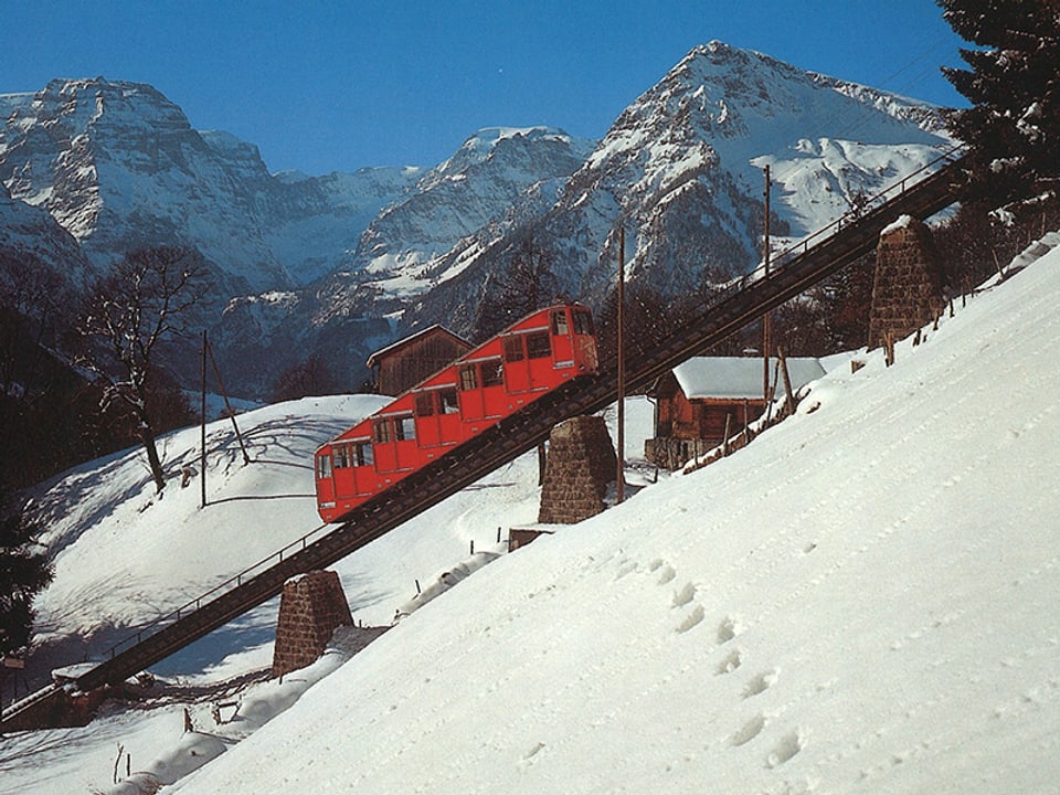 Braunwaldbahn rote Wagen 1966 bis 1997