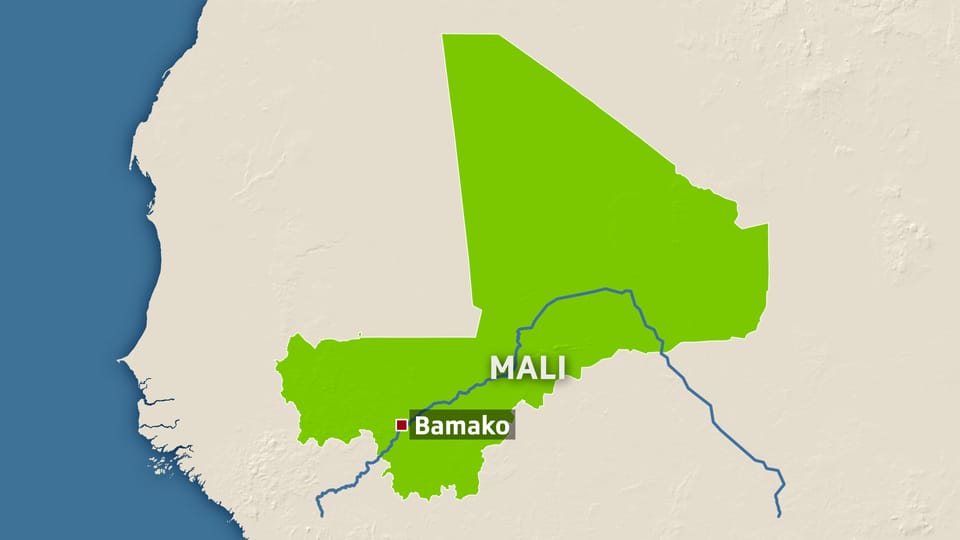 Landkarte von Mali mit der Hauptstadt Bamako.