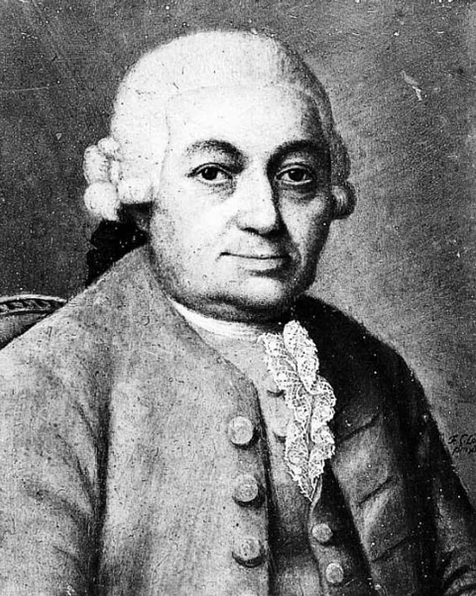 Schwarz Weiss Porträt von Carl Philipp Emanuel Bach.