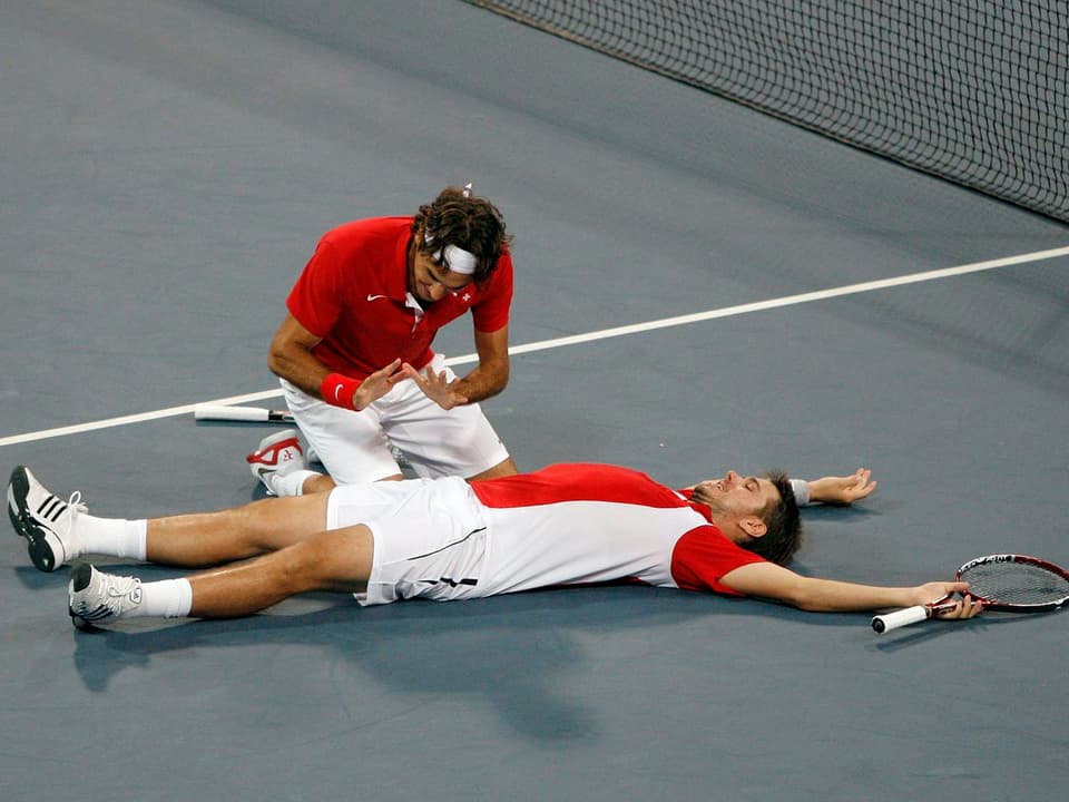 Federers und Wawrinkas Jubel nach dem Gewinn von Olympia-Gold