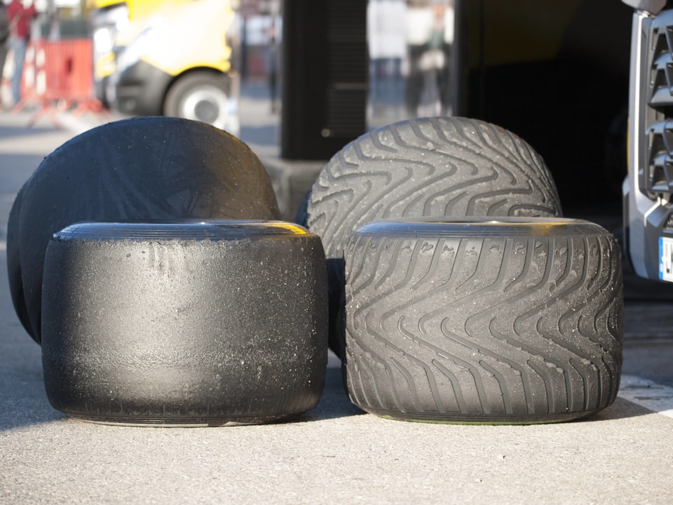 Die neuen Pirelli-Reifen am 4. Testtag in Barcelona.