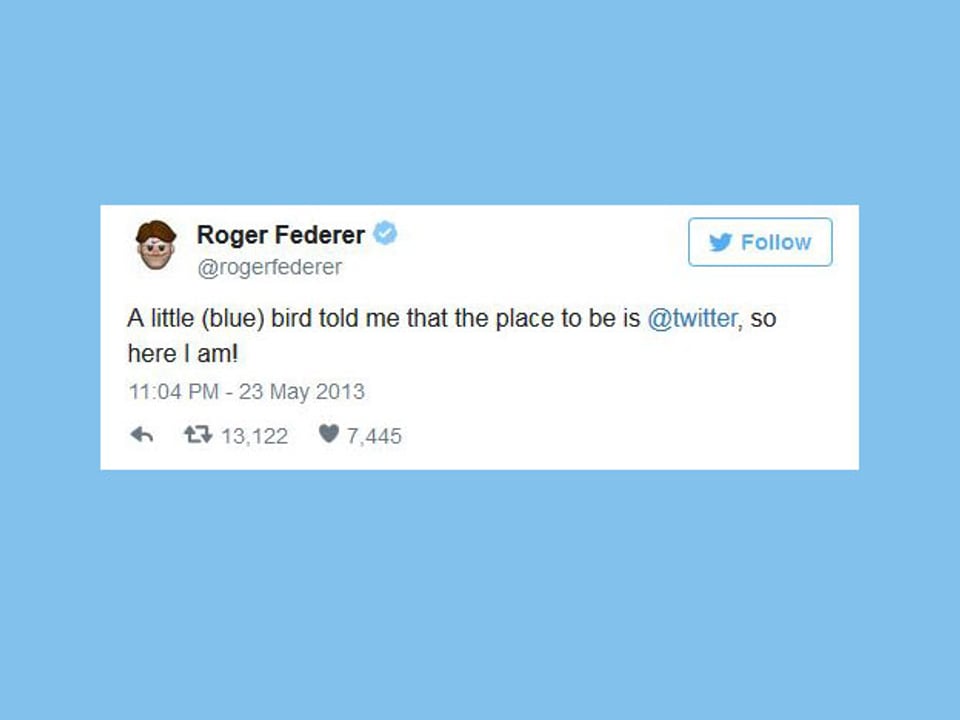 Erster Tweet von Roger Federer.