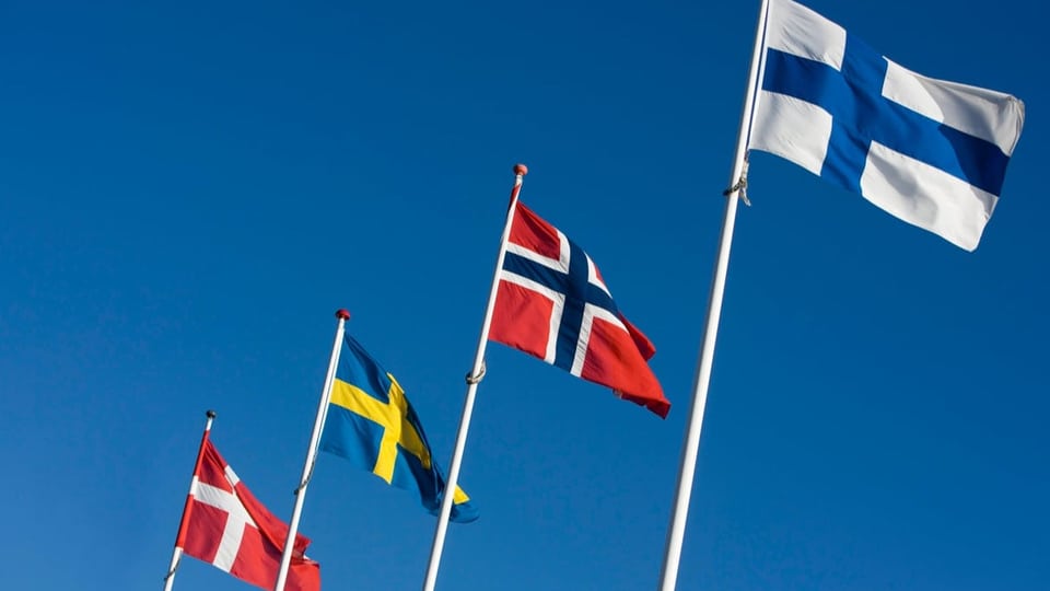 Skandinavische Flaggen.