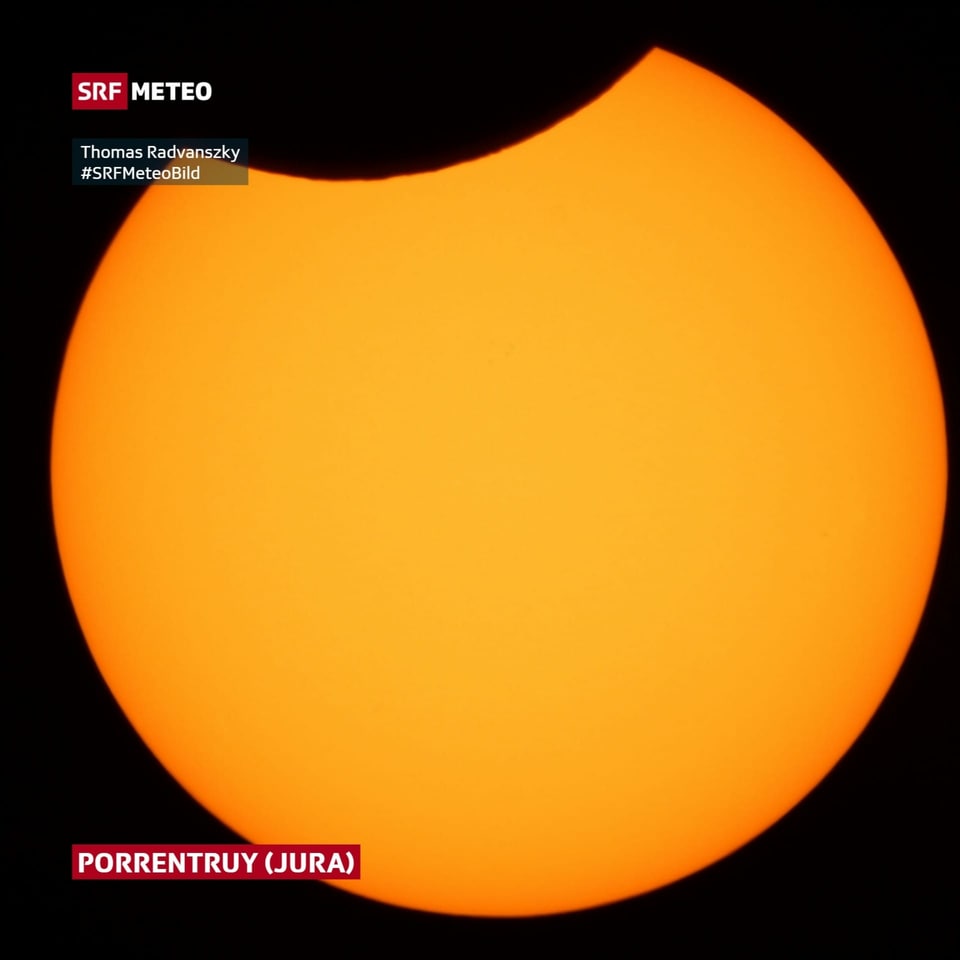 Maximale Abdeckung Die Sonne wird von "oben" abgedeckt.