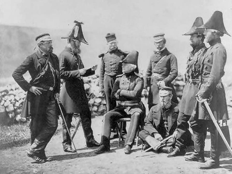 General Brown und sein Stab während des Krimkrieges.