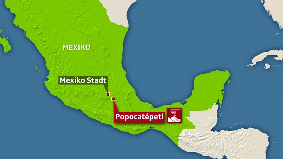 Karte mit Mexiko Stadt und Popocatepetl
