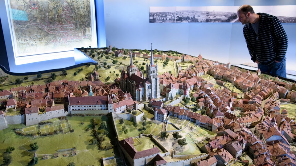 Eine 3D-Karte der Stadt Lausanne im historischen Museum Lausanne.