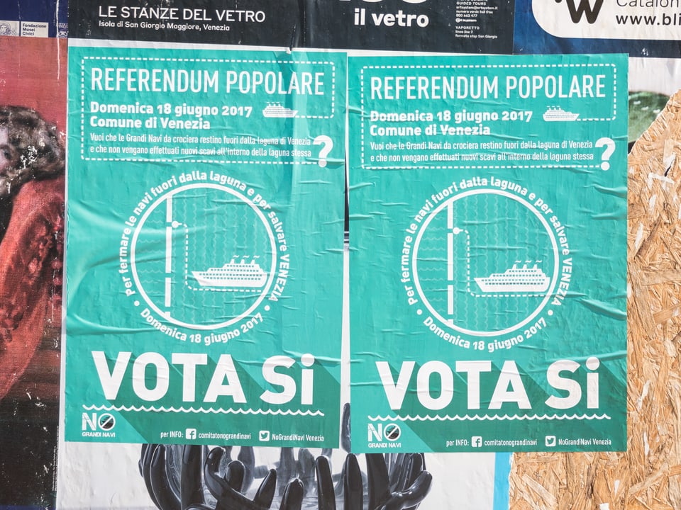 Plakat mit der Aufschrift: "Vota si"