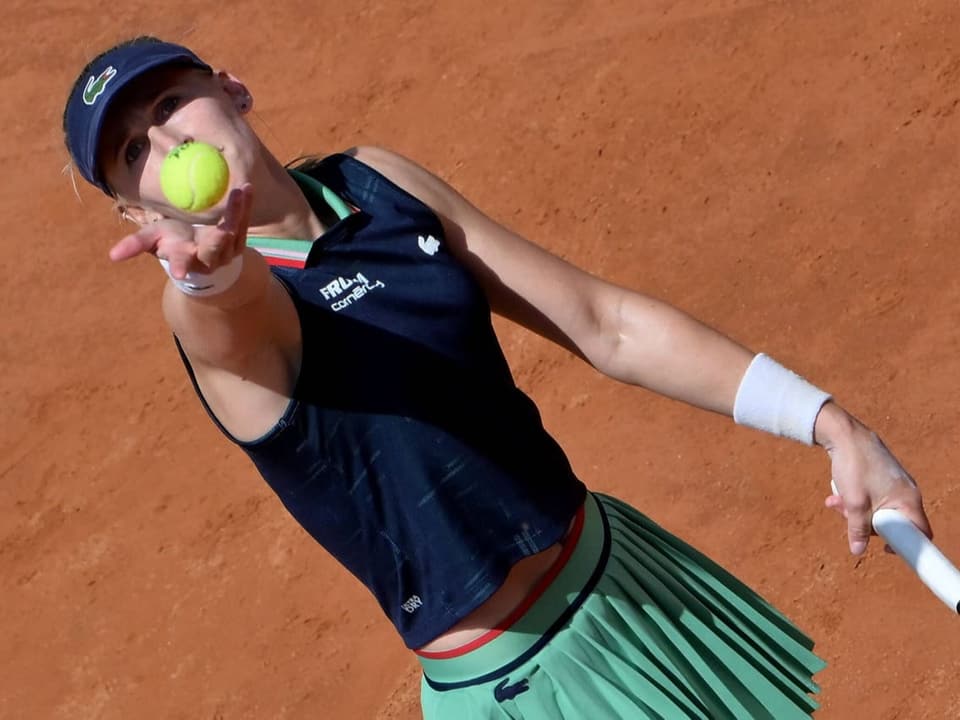 Jil Teichmann bei einem Aufschlag am WTA-Turnier in Rom.