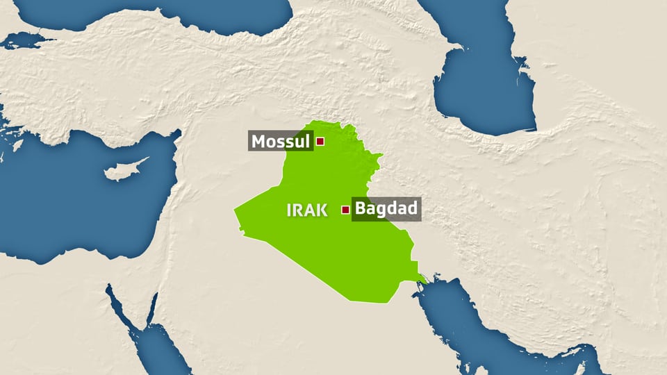 Karte von Irak und den umliegenden Ländern.