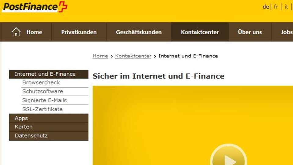 Online-Portal von Postfinance