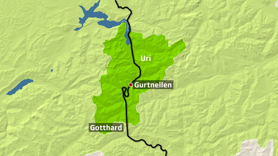 Kartenausschnitt der Gotthard-Bahnstrecke bei Gurtnellen.