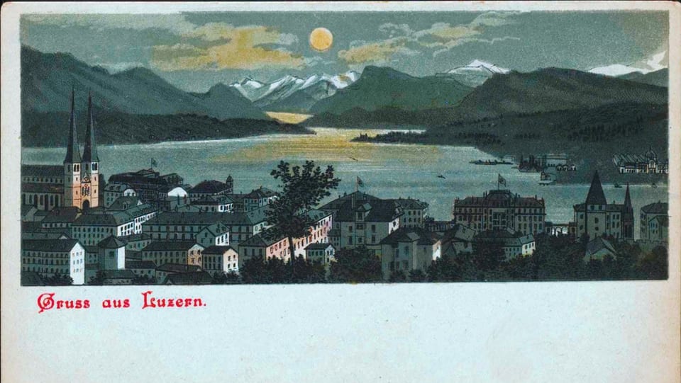 Historische Postkarte mit dem Vierwaldstättersee