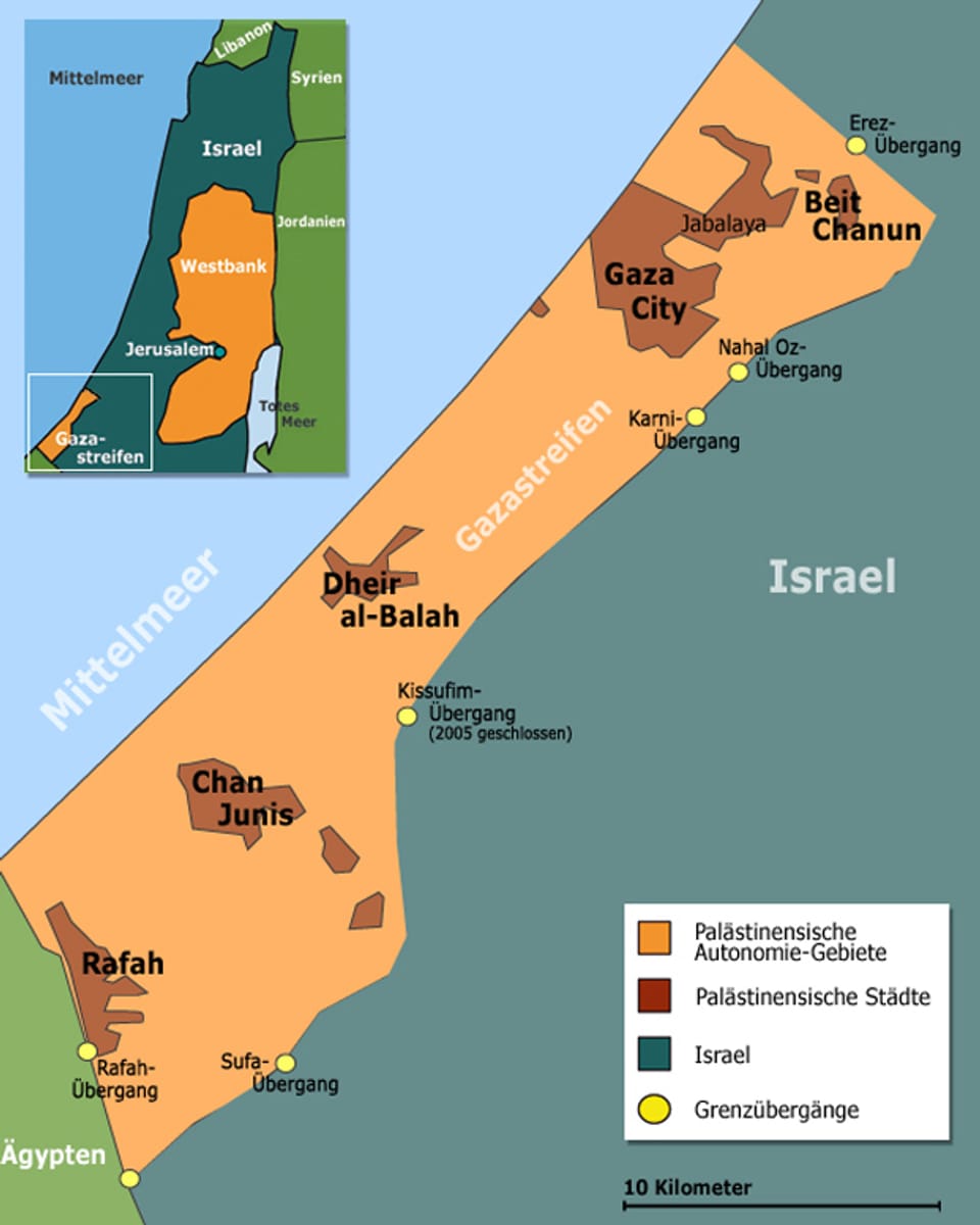 Karte des Gazastreifens