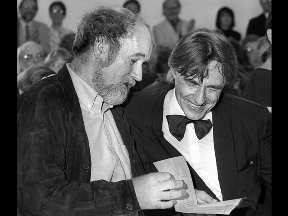 Franz Hohler (links) und Emil Steinberger 1988.