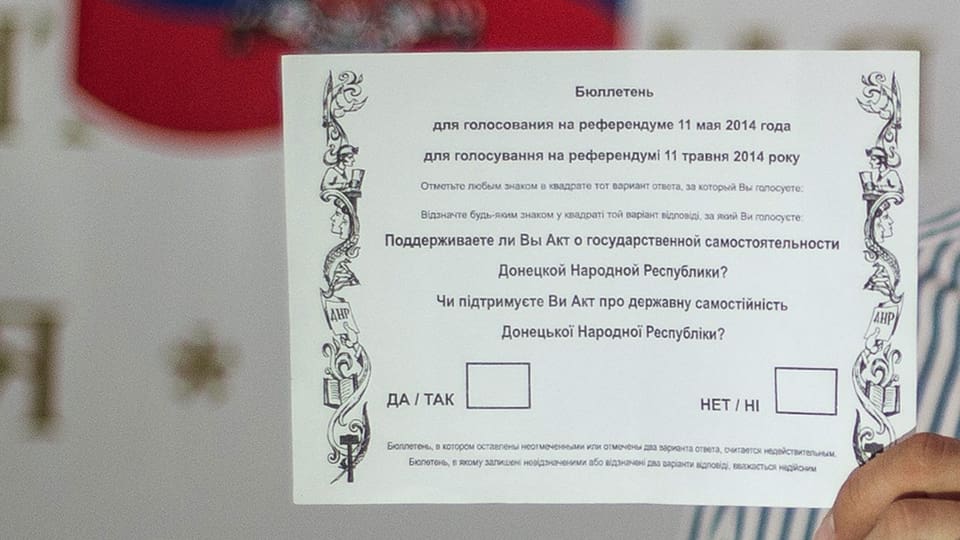 Wahlzettel für die Bewohner in Donezk