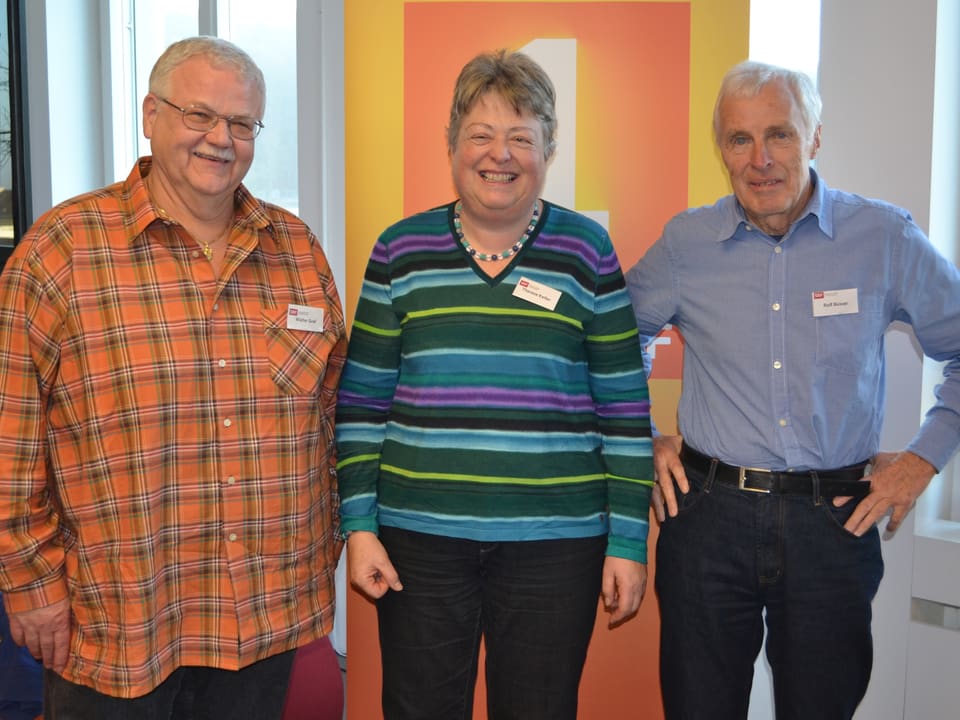Gruppenbild mit Walter Graf, Therese Keller und Rolf Büsser.