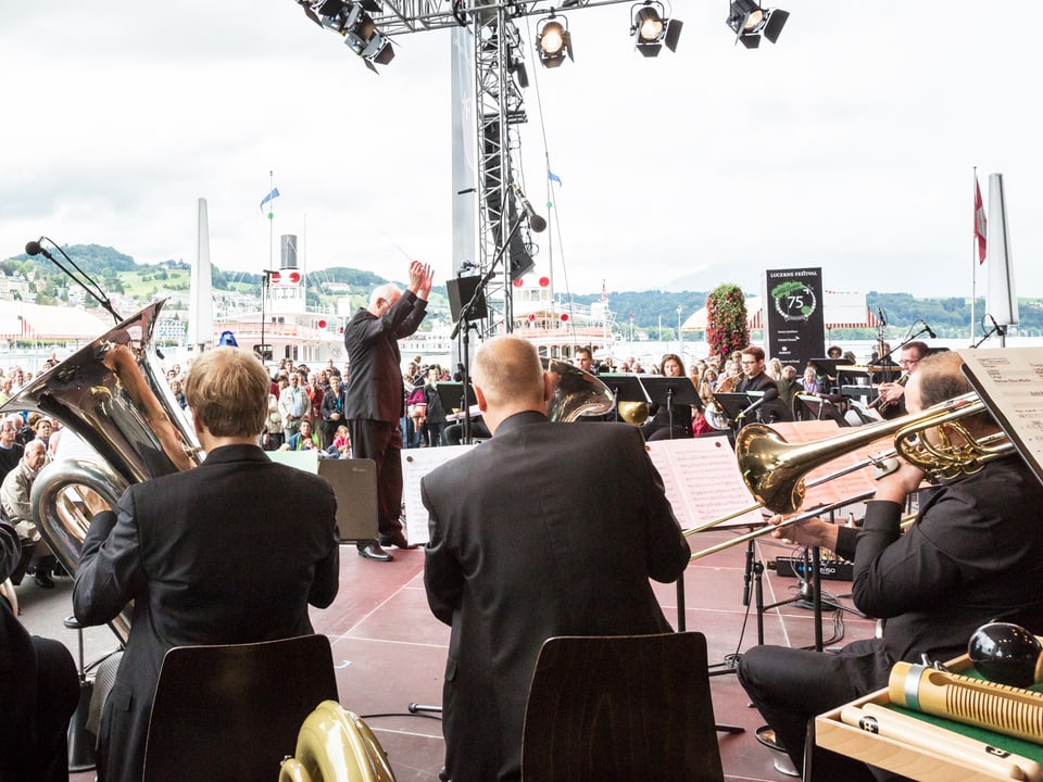 Das Brass Ensemble des Lucerne Festival Orchestra in Aktion.