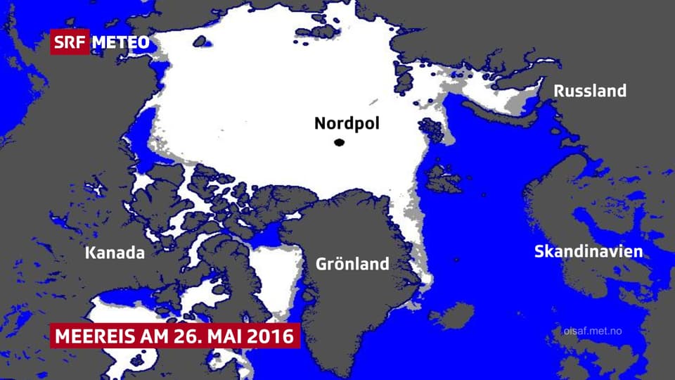 Karte mit Sicht auf den Nordpol.