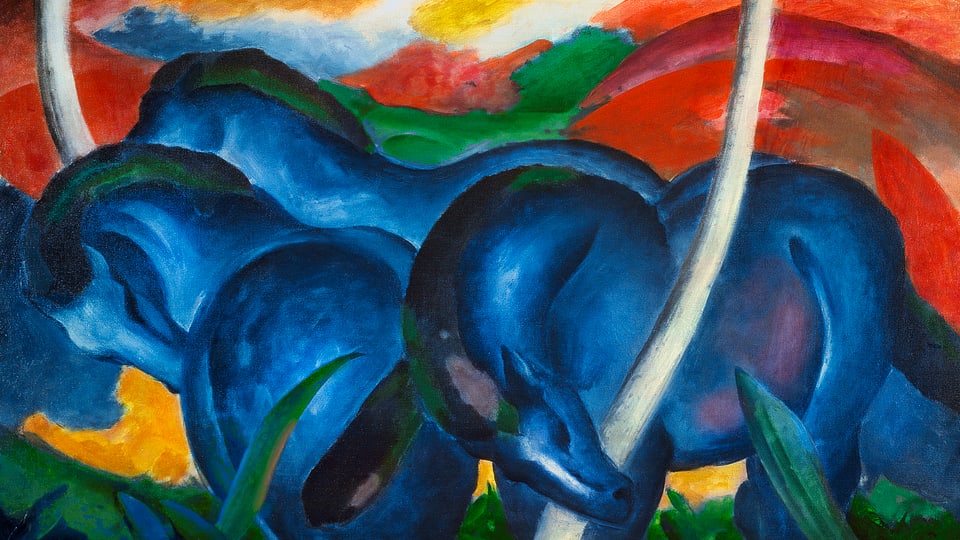 Franz Marc: Die grossen blauen Pferde, 1911, Öl auf Leinwand, 105 x 181 cm.