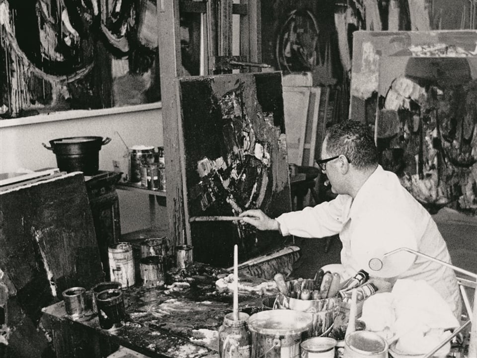 Carl Walter Liner im Appenzeller Atelier, um 1955