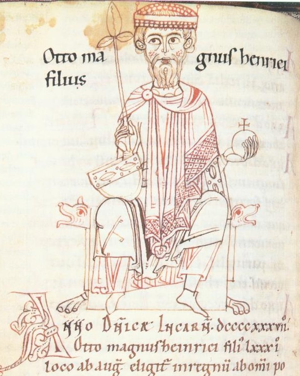 Mittelalterliche Zeichnung von Otto dem Ersten.