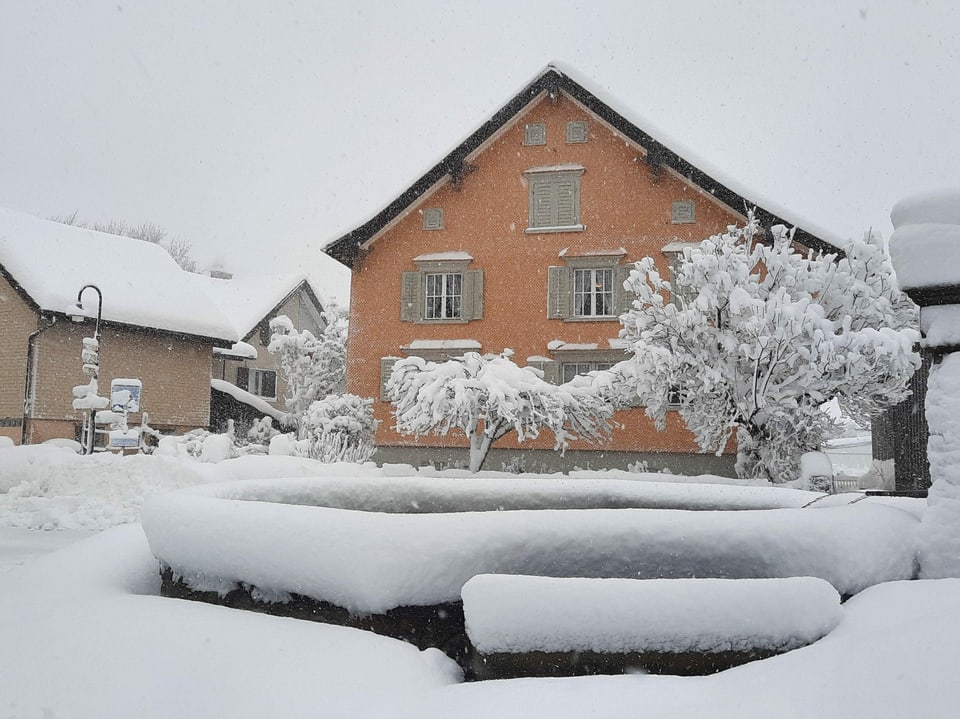 Oberschan/SG, 670 m ü. M. Viel Schnee in Oberschan