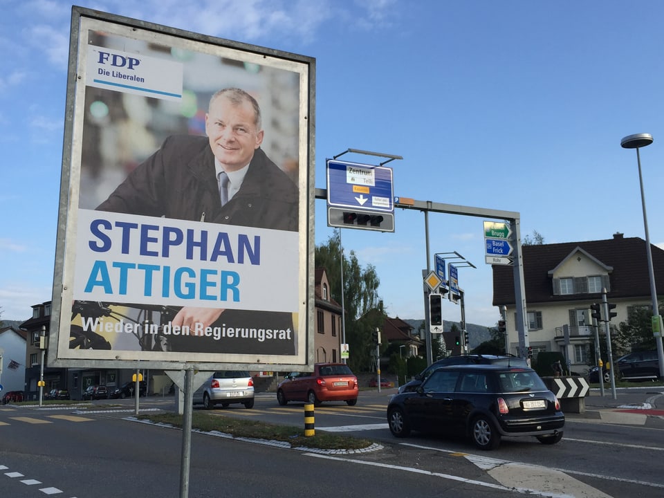 Wahlplakat von Stephan Attiger in Aarau
