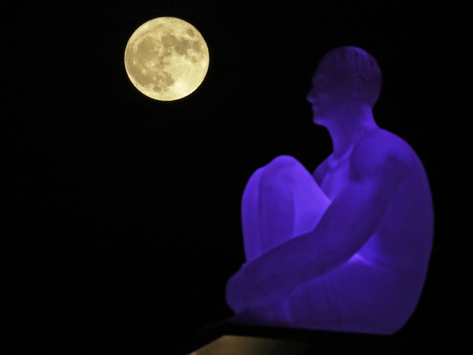 Skulptur in Nizza im Mondlicht. 
