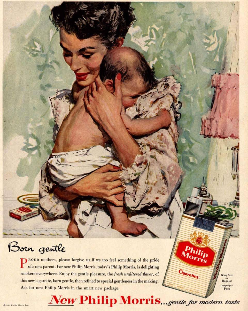 Mutter mit Kind und Zigarettenschachtel