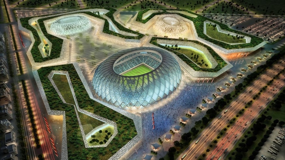 Modell eines Fussballstadions 2022.