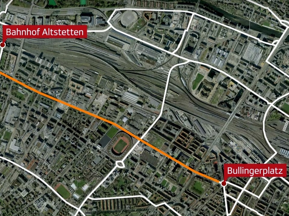 Google Maps Bahnhof Altstetten bis Bullingerplatz Weg