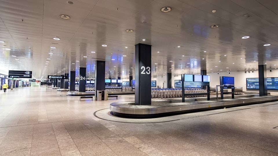 Gähnende Leere am Flughafen Zürich. Das schlägt sich in tiefroten Zahlen des Unternehmens nieder.