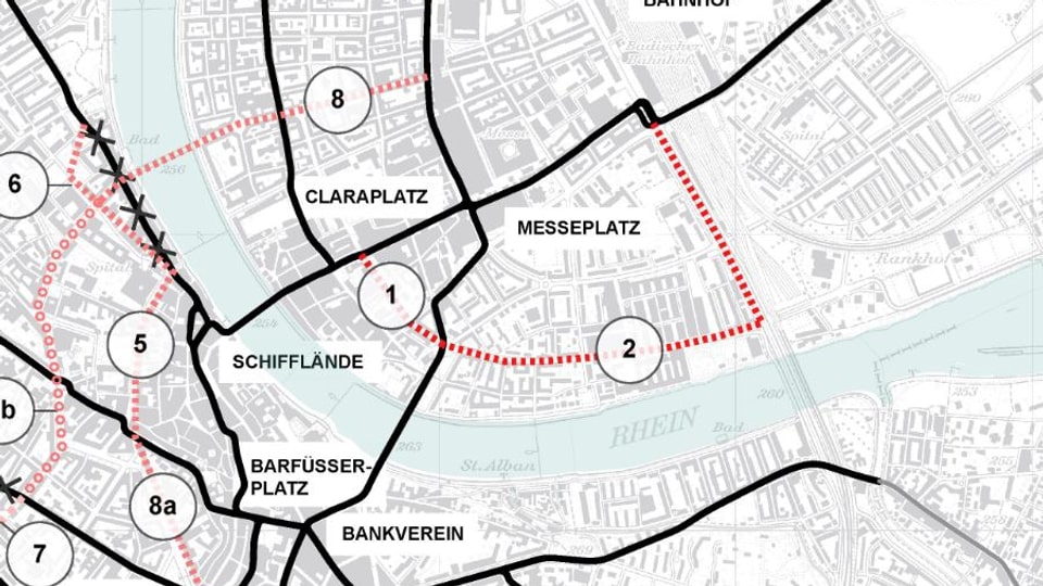 Stadtplan mit Tramnetz