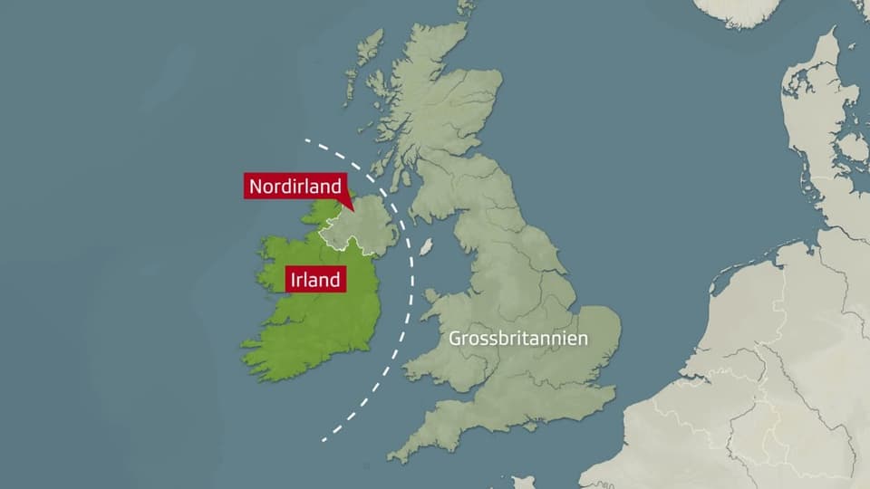 Karte Norirland, Irland, Grossbritannien