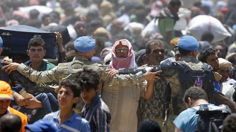 Flüchtlinge in Tal Abjad im Juni 2015. 