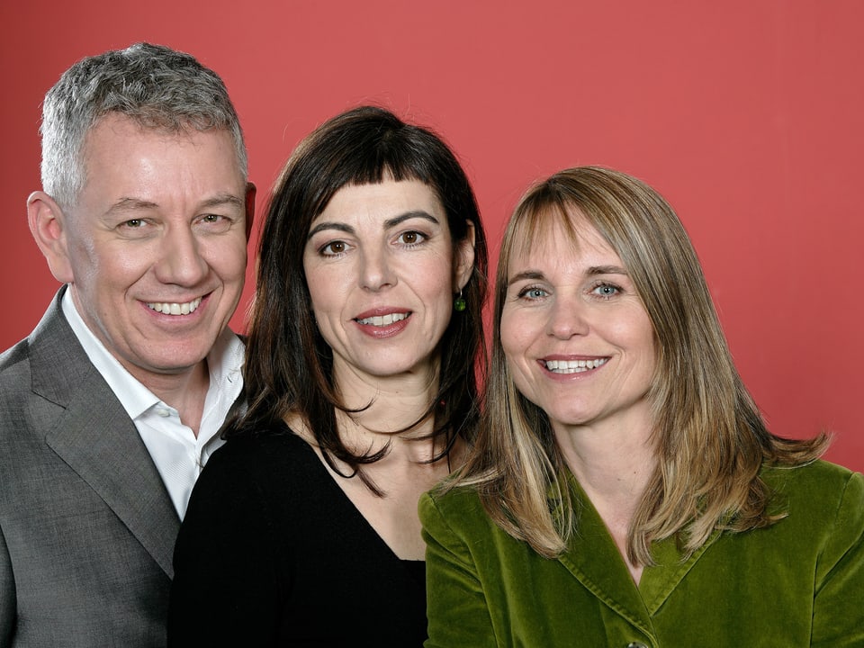 Gruppenbild mit Röbi Koller, Esther Schneider und Christine Hubacher.