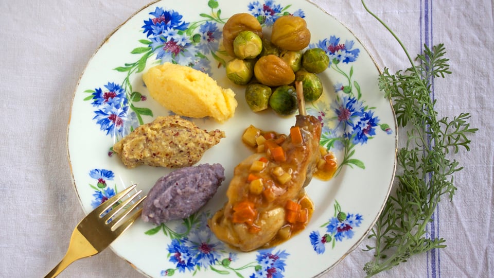 Rezepte Landfrauenküche 2014 - Kaninchen mit dreierlei Polenta und ...