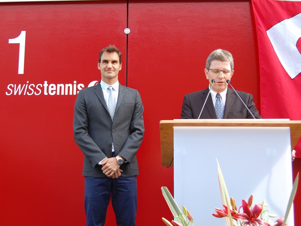 Der Festakt mit Stadtpräsident Erich Fehr und dem gefeierten Tennis-Weltstar.