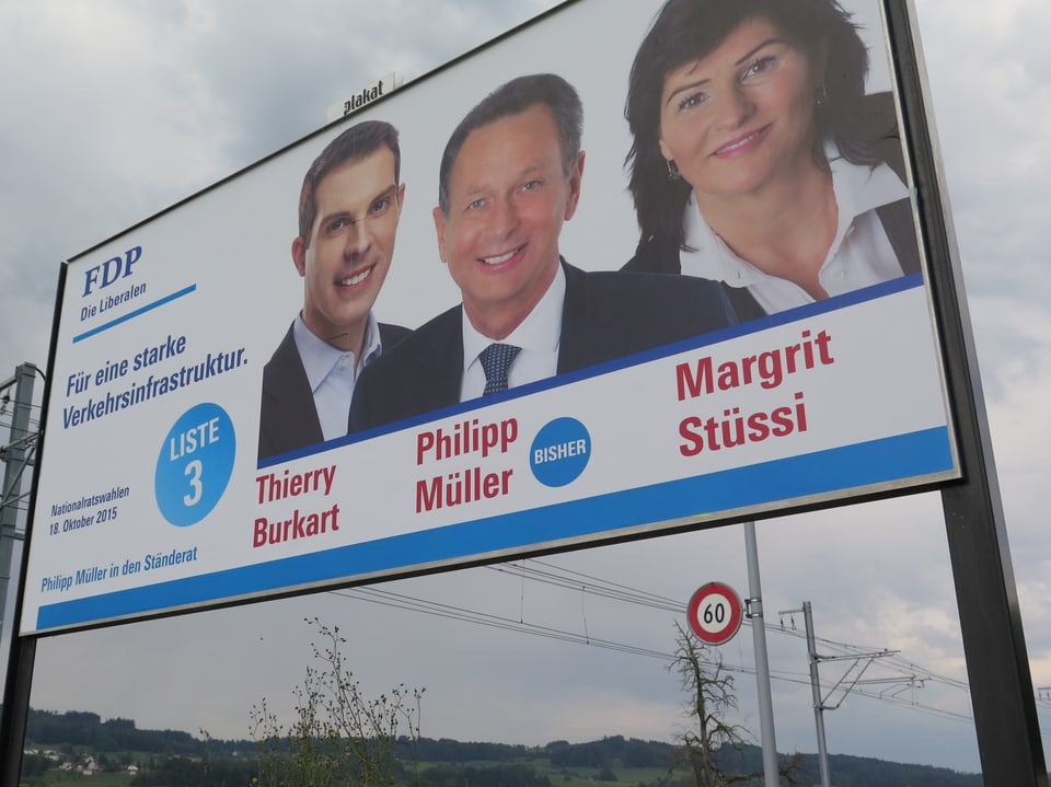 FDP-Wahlplakat auf offizieller Plakatwand