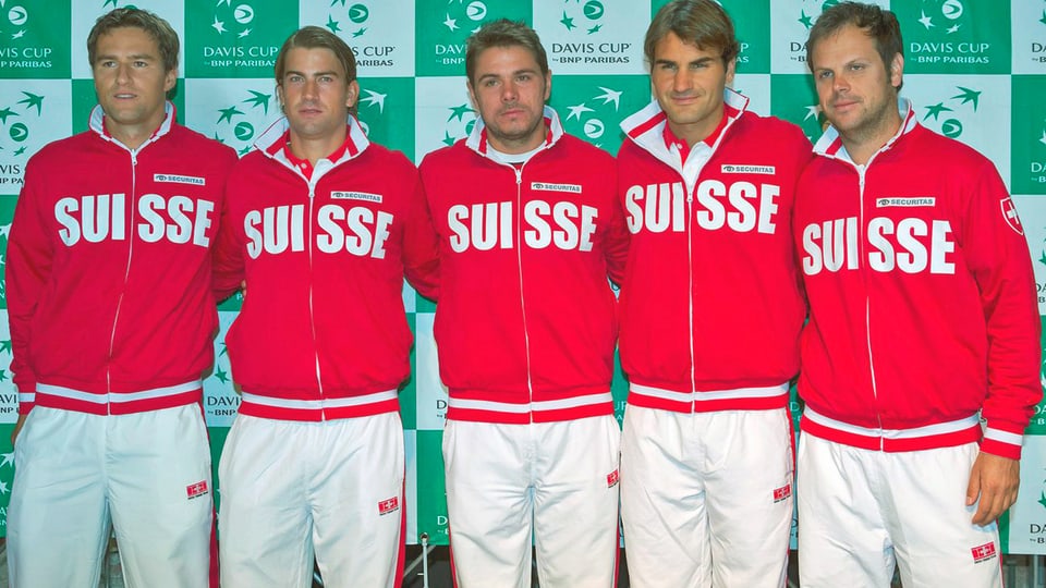 Marco Chiudinelli, Michael Lammer, Stan Wawrinka, Roger Federer und Severin Lüthi.