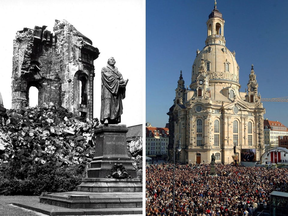 Frauenkirche 1945 und 2005
