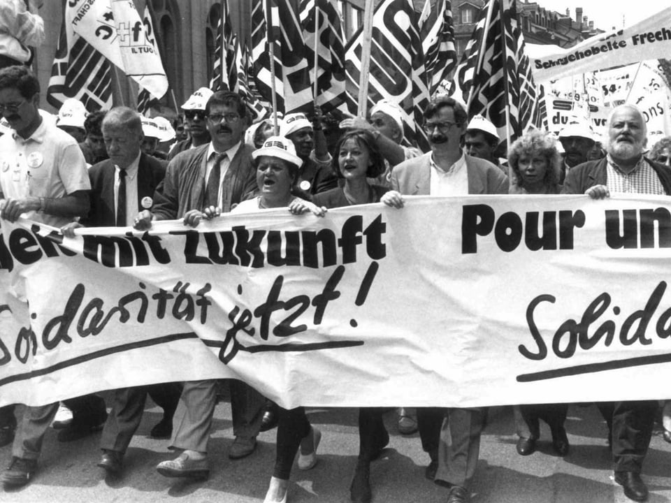 Demonstranten am 1. Mai 1997 in Bern. 