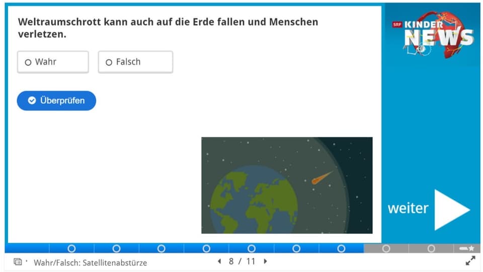 Screenshot aus dem Quiz Weltraumschrott