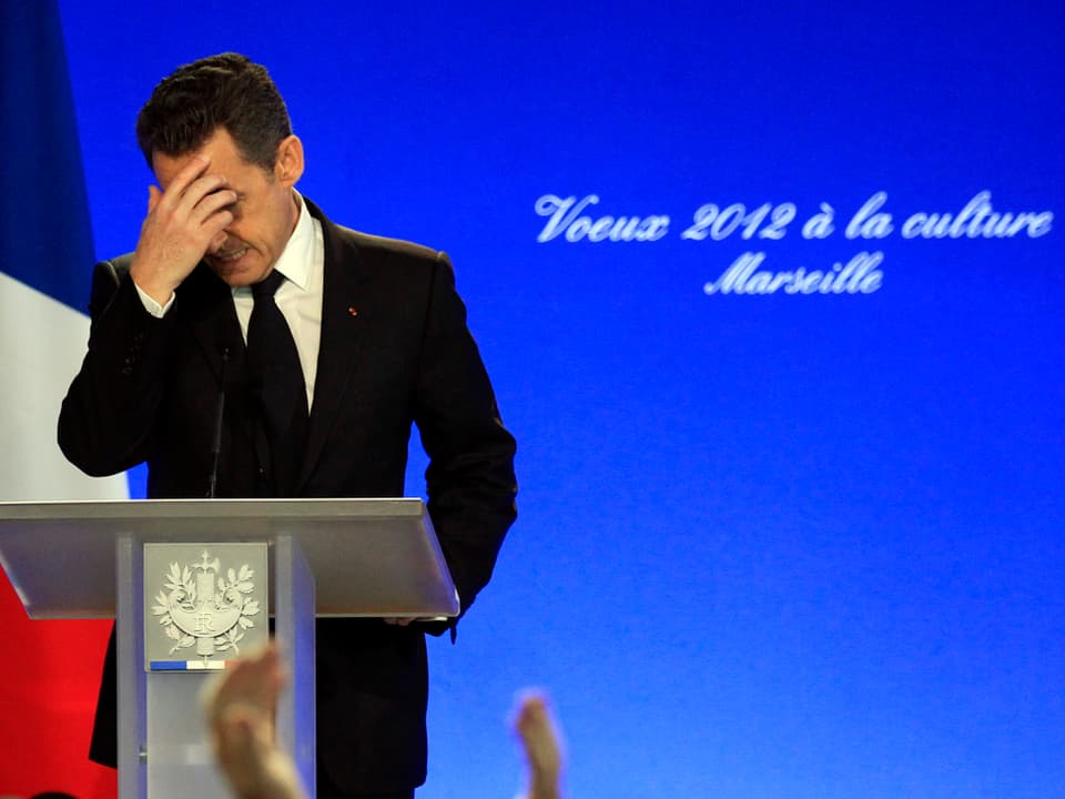 Sarkozy bei einer Rede zum Jahreswechsel 2011/2012 in Marseille. 