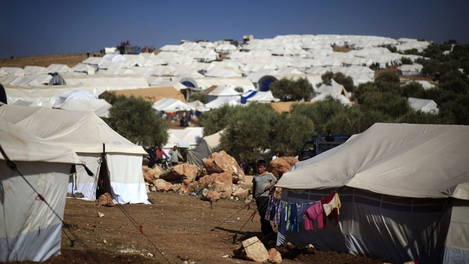 Flüchtlingscamp Atmeh an der Grenze zur der Türkei: