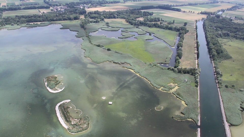 Das Naturschutzgebiet Fanel aus der Vogelperspektive.