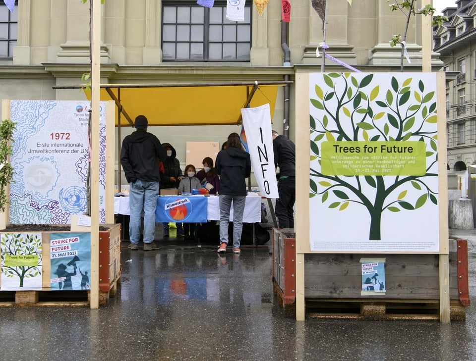 Zu sehen ein Stand der Klimabewegung in Bern