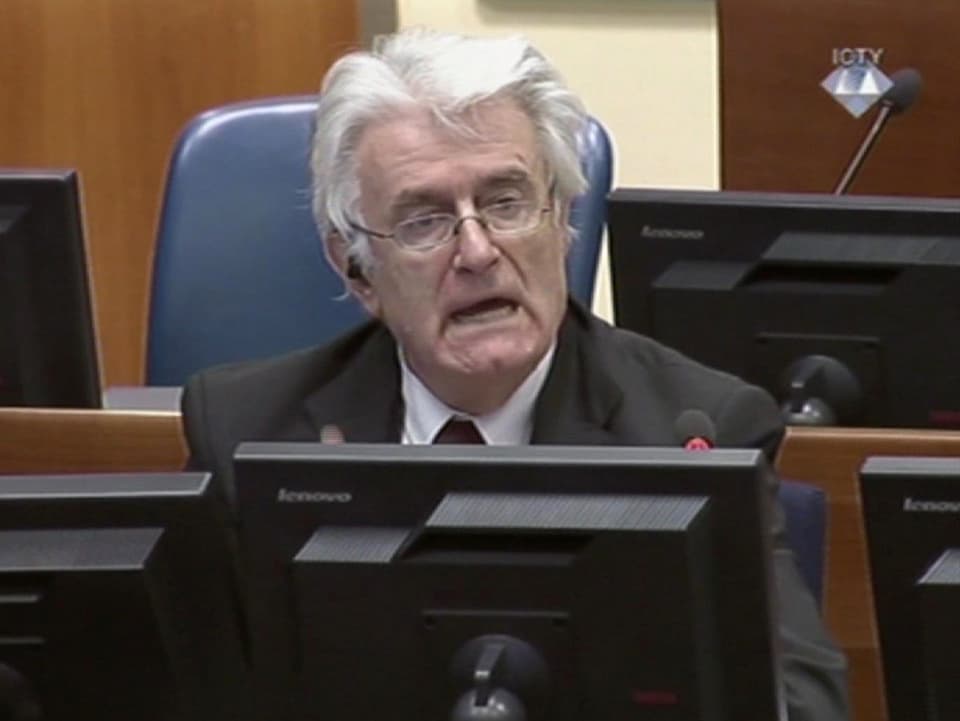 Karadzic bei seinem Schlussplädoyer am 1. Oktober 2014