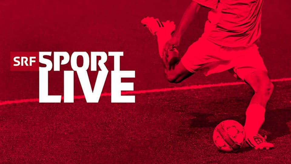 Logo SRF Sport, Fussballer im Hintergrund